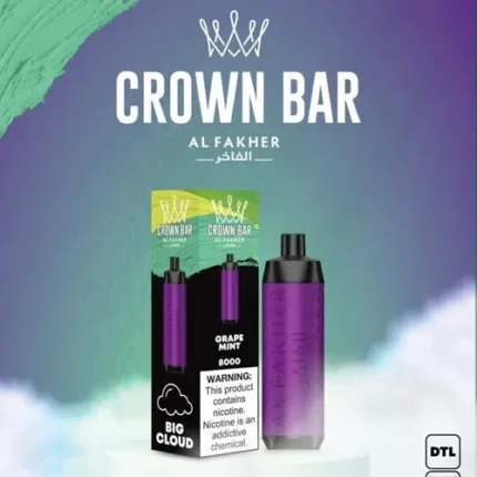 ALFAKHER CROWN BAR- GRAPE MINT – 8000 PUFFS